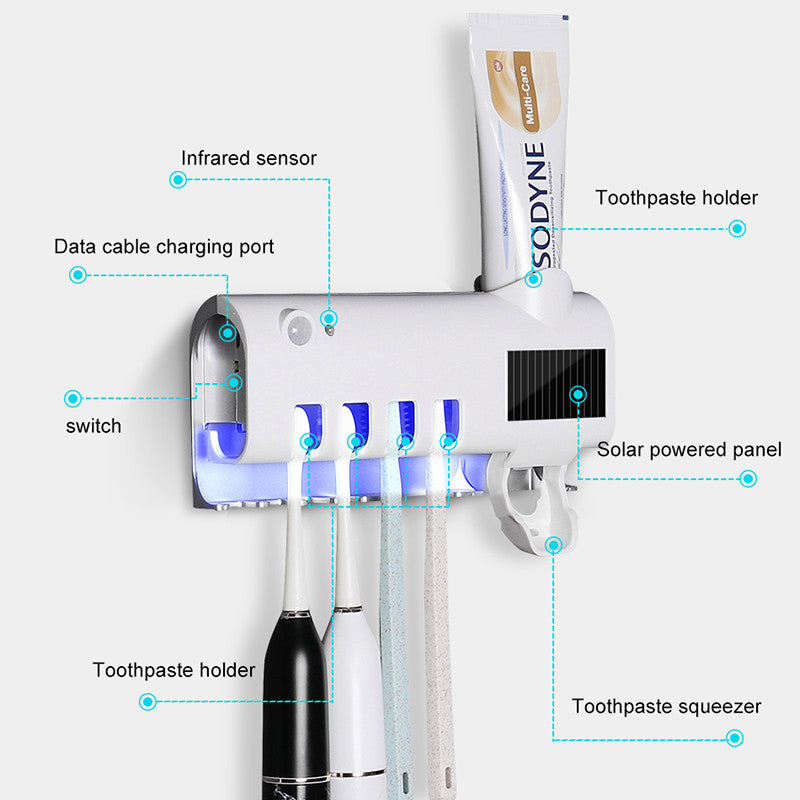 Smart UV Toothbrush Sterilizer with Automatic Toothpaste Squeezer