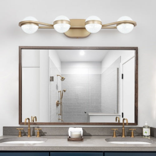 Modern Minimalist Gold Bathroom Vanity Light: 4-Bulb Elegant Wall Fixture with LED Efficiency