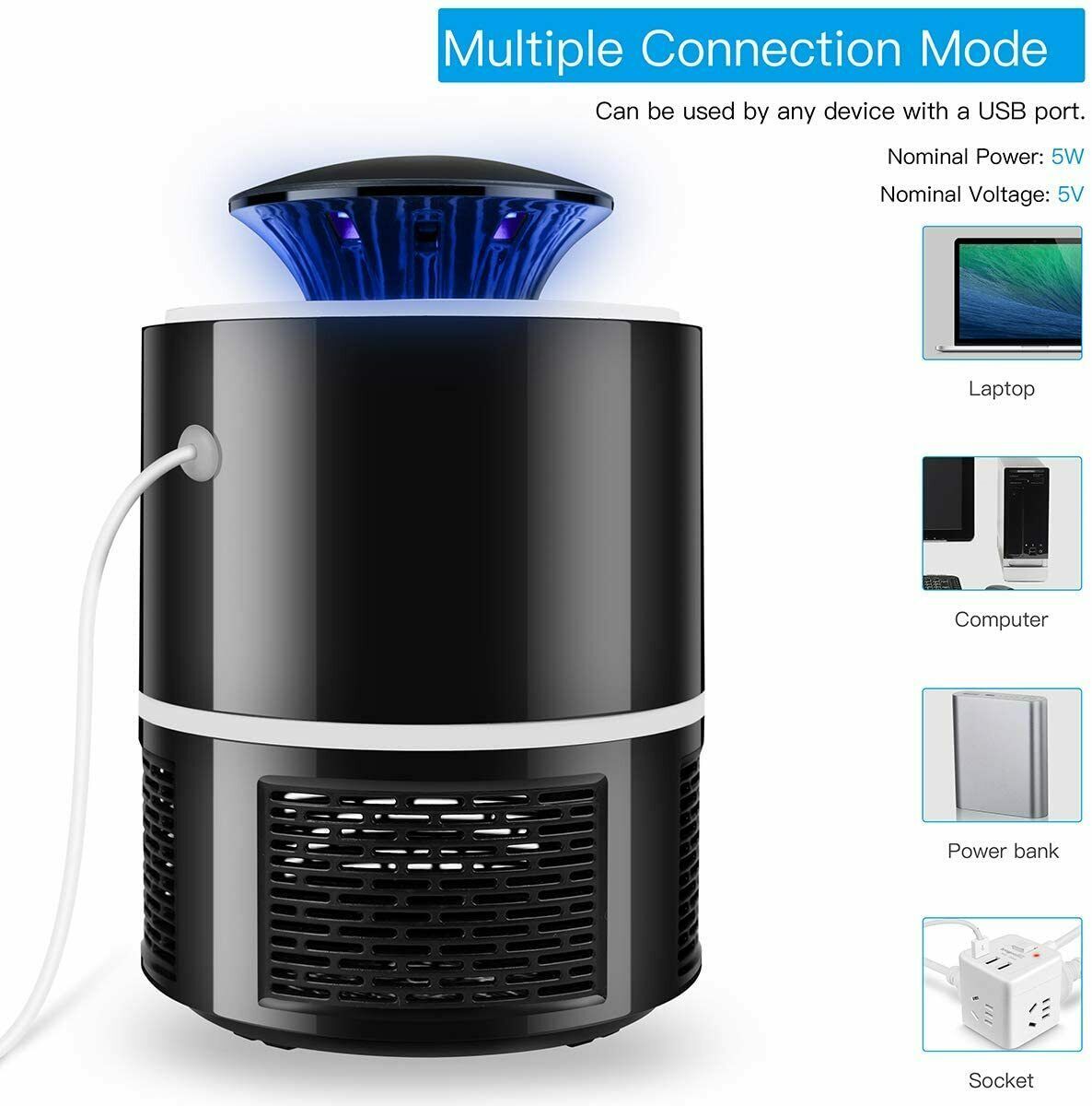 LED Mosquito Killer Lamp – Silent, USB Powered, Indoor & Outdoor Use