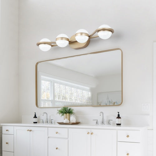 Modern Minimalist Gold Bathroom Vanity Light: 4-Bulb Elegant Wall Fixture with LED Efficiency